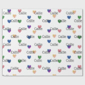 Multicolor Glitter Hearts Girly Wrapping Paper Cadeaupapier (Vlak)