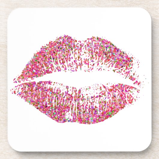 Multicolor Glitter Lips #11 Bier Onderzetter (Voorkant)