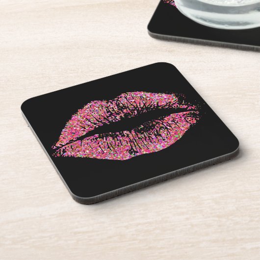 Multicolor Glitter Lips #4 Bier Onderzetter (Linkerzijde)