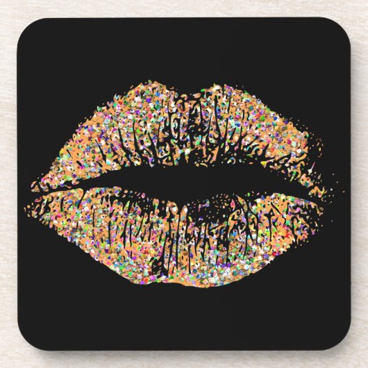 Multicolor Glitter Lips Drankjes Onderzetter (Voorkant)