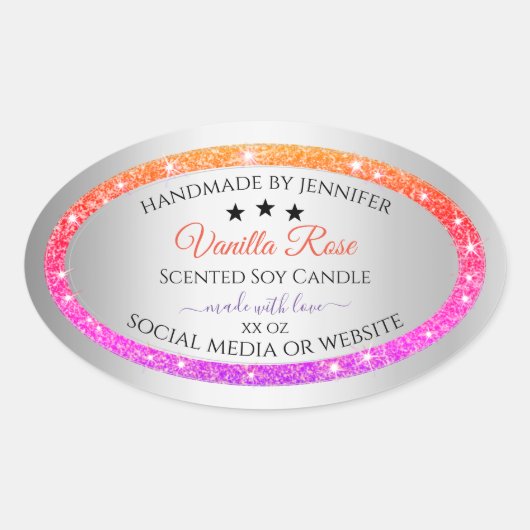 Multicolor Glitter Product Packaging Label Silver (Voorkant)