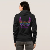 Multicolor Glitter Skull Angel Wings Monogramed Hoodie (Achterkant volledig)