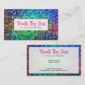 Multicolor Glitter Textuur Print Nails Visitekaartje (Voorkant / Achterkant)