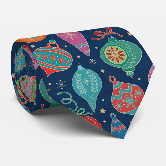 Multicolor Gold-kerstboomdecortiepatroon Stropdas (Opgerold)
