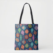 Multicolor Gold-kerstboomdecortiepatroon Tote Bag (Voorkant)