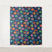 Multicolor Gold-kerstboomdecortiepatroon Wandkleed (Voorkant)