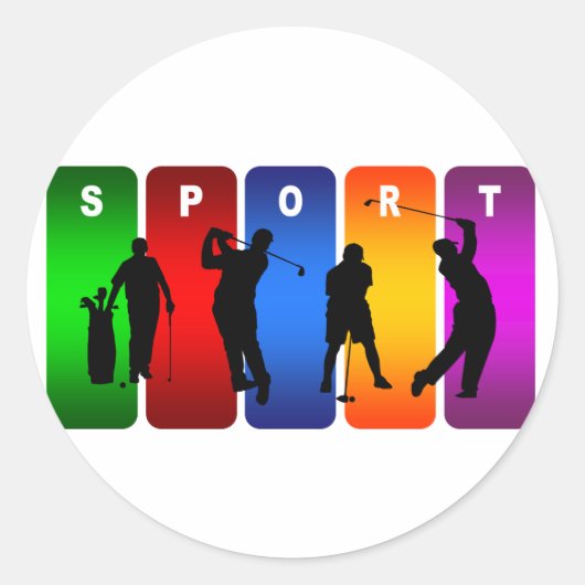 Multicolor Golf Emblem Ronde Sticker (Voorkant)
