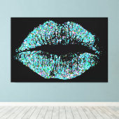 Multicolor Grit Glitter Lips #10 Canvas Afdruk (Insitu (Houten vloer))