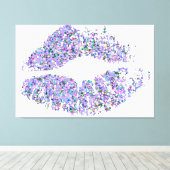 Multicolor Grit Glitter Lips #27 Canvas Afdruk (Insitu (Houten vloer))