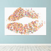 Multicolor Grit Glitter Lips #28 Canvas Afdruk (Insitu (Houten vloer))