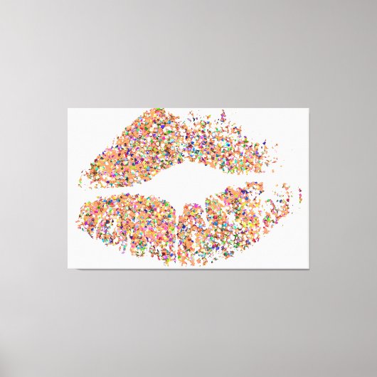 Multicolor Grit Glitter Lips #28 Canvas Afdruk (Voorkant)