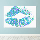 Multicolor Grit Glitter Lips #31 Canvas Afdruk (Insitu (Houten vloer))