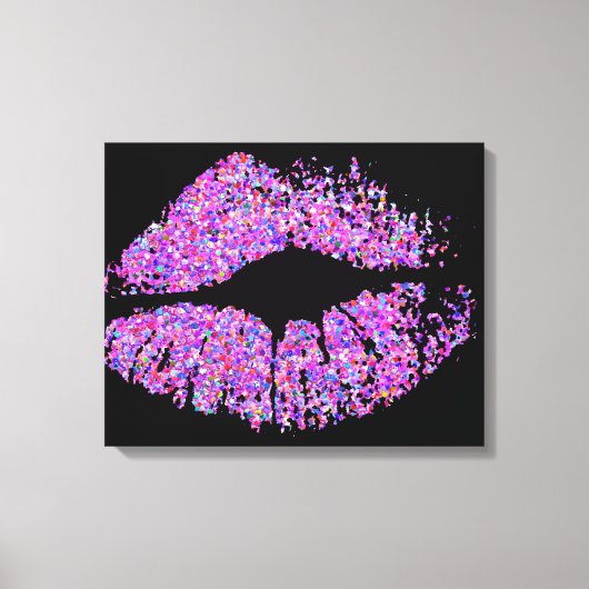 Multicolor Grit Glitter Lips #3 Canvas Afdruk (Voorkant)