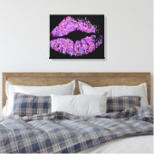 Multicolor Grit Glitter Lips #3 Canvas Afdruk (Insitu (Slaapkamer))