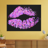 Multicolor Grit Glitter Lips #3 Canvas Afdruk (Insitu (Woonkamer))