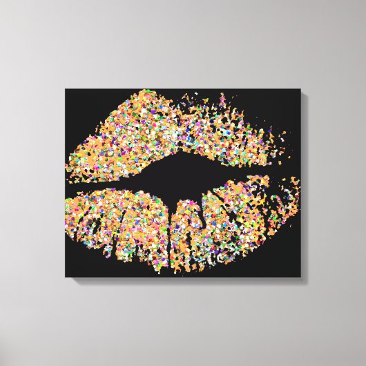Multicolor Grit Glitter Lips #8 Canvas Afdruk (Voorkant)