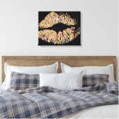 Multicolor Grit Glitter Lips #8 Canvas Afdruk (Insitu (Slaapkamer))