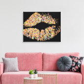 Multicolor Grit Glitter Lips #8 Canvas Afdruk (Insitu (Woonkamer))