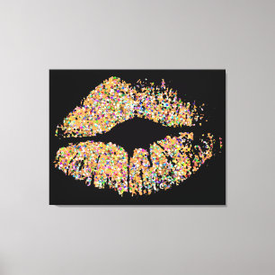 Multicolor Grit Glitter Lips #8 Canvas Afdruk