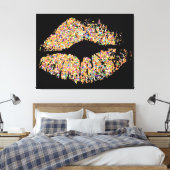 Multicolor Grit Glitter Lips #8 Canvas Afdruk (Insitu (Slaapkamer))