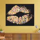 Multicolor Grit Glitter Lips #8 Canvas Afdruk (Insitu (Woonkamer))