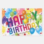 Multicolor Happy Birthday Flat Sheet Gift Wrap Inpakpapier Vel (Voorkant)