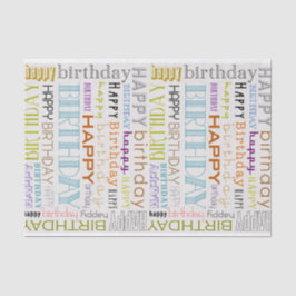 Multicolor Happy Birthday Typografie Tissue Paper Tissuepapier