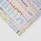 Multicolor Happy Birthday Typografie Tissue Paper Tissuepapier (Detail)