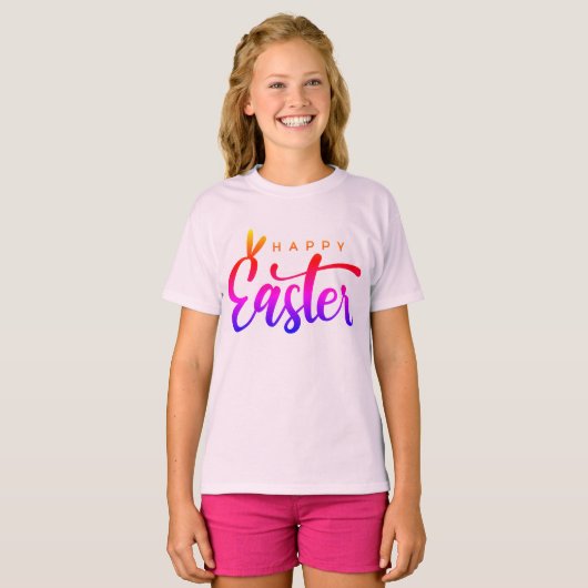 Multicolor Happy Easter T-Shirt (Voorkant volledig)