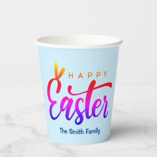 Multicolor Happy Pasen Papieren Bekers (Achterkant)