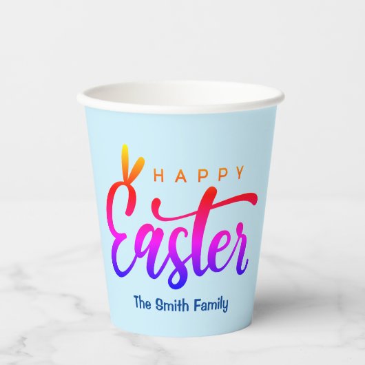 Multicolor Happy Pasen Papieren Bekers (Voorkant)
