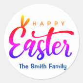Multicolor Happy Pasen Ronde Sticker (Voorkant)