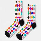 Multicolor Harlekijn Diamanten Patroon Ontwerp Sokken (Links)