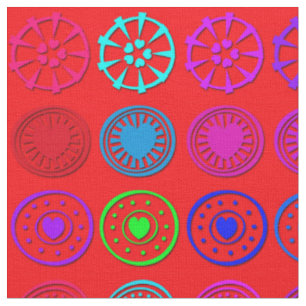 Multicolor hartcirkels op rood stof