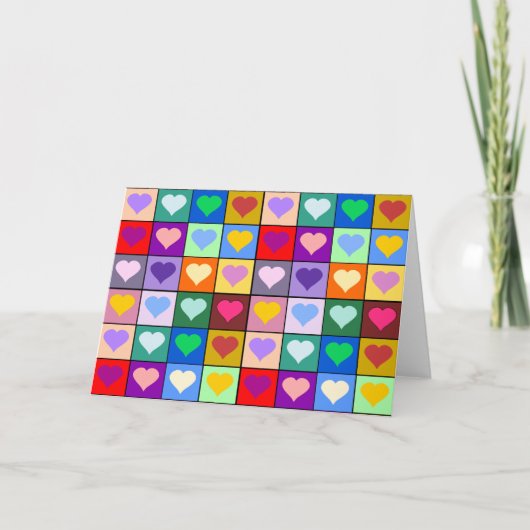 Multicolor Heart Squares Kaart (Voorkant)