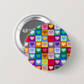 Multicolor Heart Squares Ronde Button 5,7 Cm (Voorkant /achterkant)
