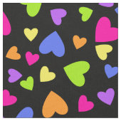 Multicolor Hearts op zwart Stof (Close Up)