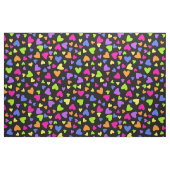 Multicolor Hearts op zwart Stof (Fat Quarter)