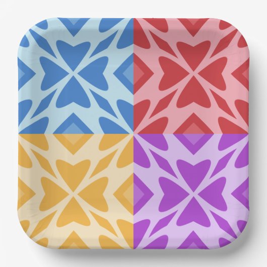 Multicolor Hearts voor Valentijnsdag Party Papieren Bordje (Voorkant)