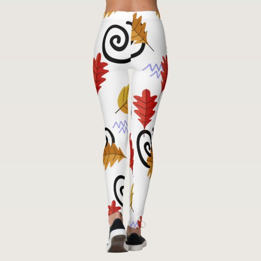 Multicolor Herfst Geographic Leaves Leggings (Achterkant)