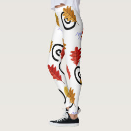 Multicolor Herfst Geographic Leaves Leggings