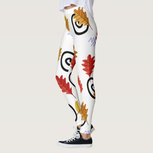 Multicolor Herfst Geographic Leaves Leggings (Links)