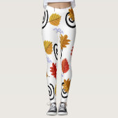 Multicolor Herfst Geographic Leaves Leggings (Voorkant)