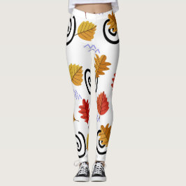 Multicolor Herfst Geographic Leaves Leggings