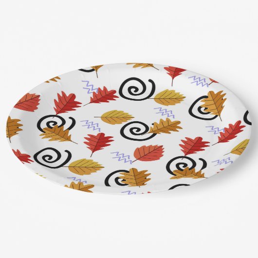 Multicolor Herfst Geographic Leaves Papieren Bordje (Gekanteld)