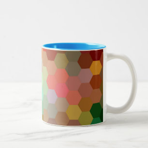 Multicolor Hexagon Chevron Pattern 2 Tweekleurige Koffiemok
