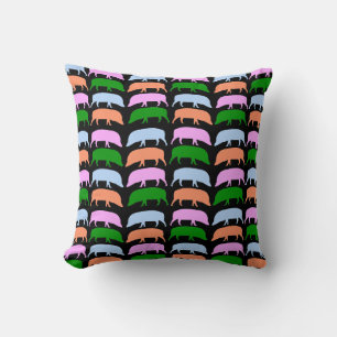 Multicolor Hogs Pink Blue Green Oranje Pillow Kussen