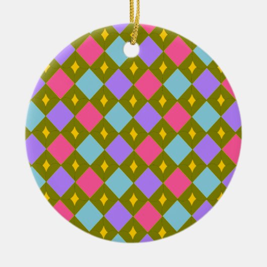 Multicolor Honeycomb Creëer jouw eigen Keramisch Ornament (Voorkant)
