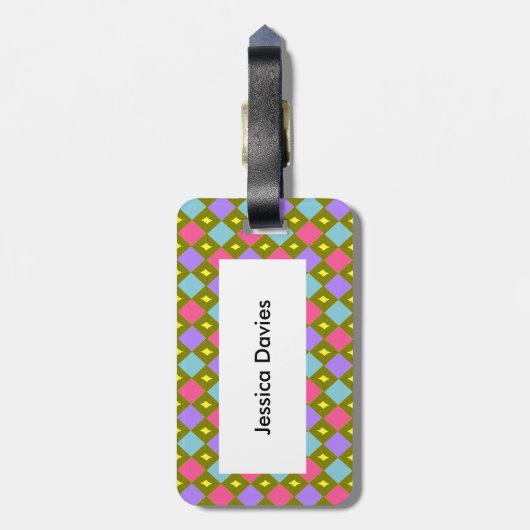 Multicolor Honeycomb Creëer Uw eigen gelugga Bagagelabel (Achterkant verticaal)