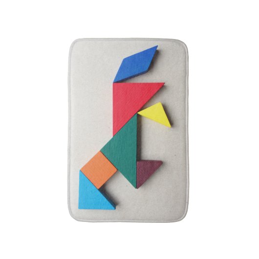 Multicolor horse Tangram Badmat (Voorkant Verticaal)